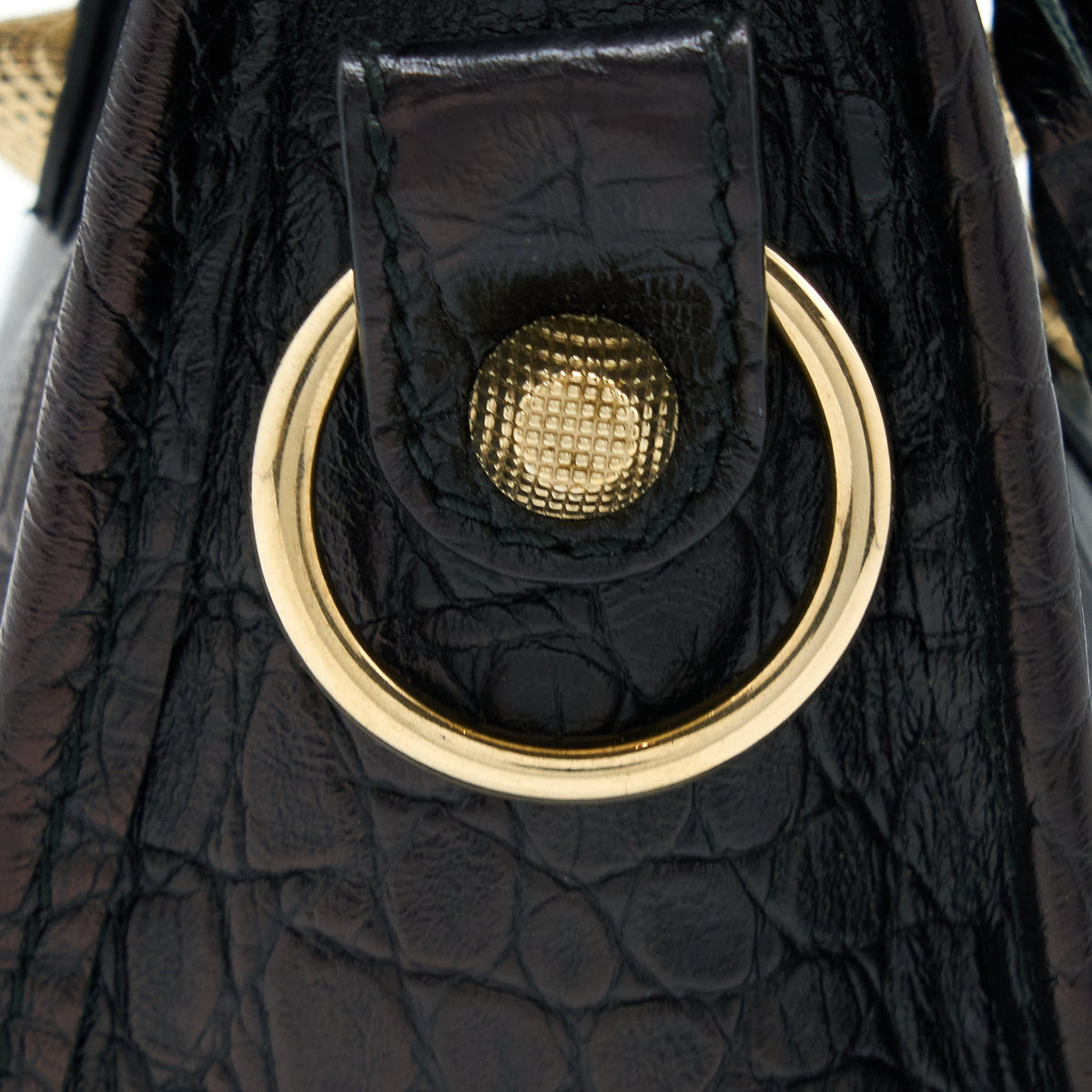 Balenciaga Mini City Croc-Embossed Calfskin Black GHW | Designer Leather Handbag
