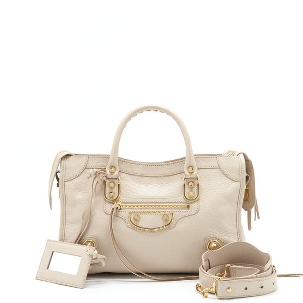 Balenciaga Mini City Bag Beige GHW — Designer Leather Handbag