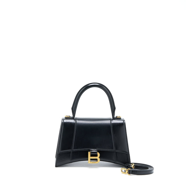 Balenciaga Hourglass Small Handbag Box Calfskin Black GHW | Designer Top Handle Bag