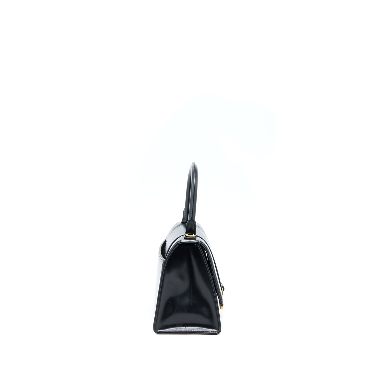 Balenciaga Hourglass Small Handbag Box Calfskin Black GHW | Designer Top Handle Bag