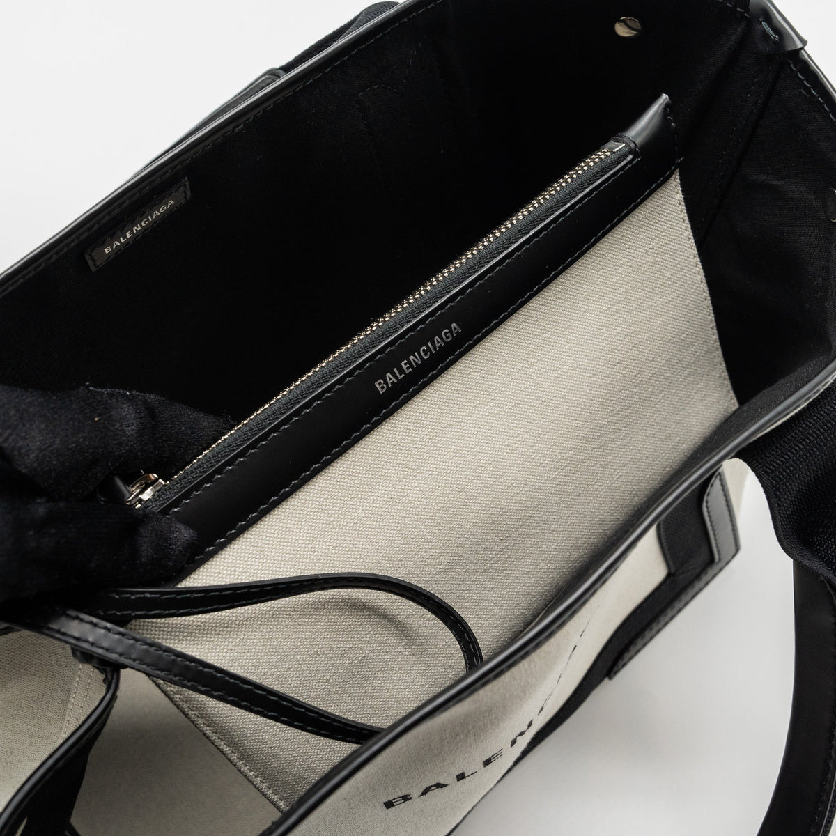 Balenciaga Cabas Tote Bag Canvas/Calfskin Beige/Black SHW — Luxury Canvas Tote Bag
