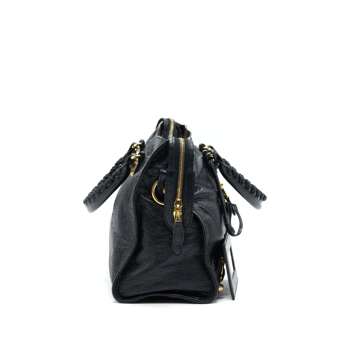 Side view of Balenciaga handbag Black premium designer bag
