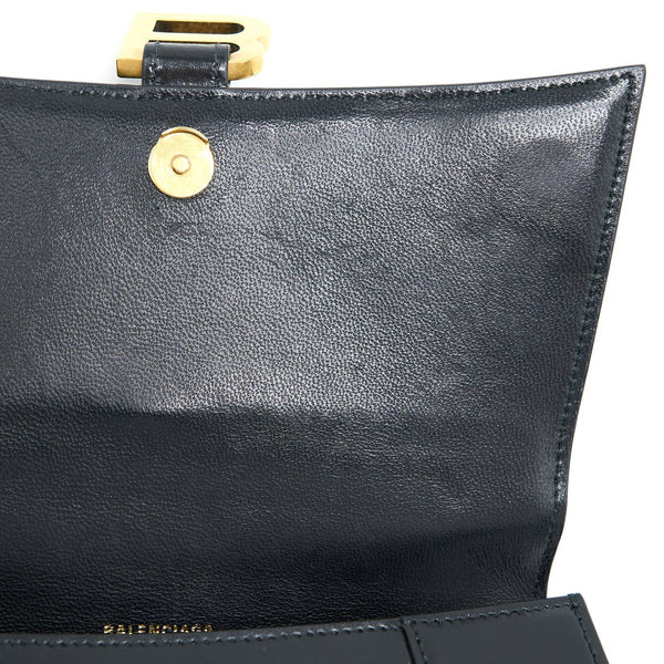 Balenciaga Hourglass Small Handbag Box Calfskin Black GHW | Designer Top Handle Bag