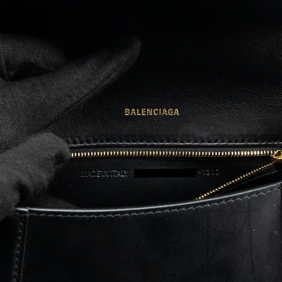 Balenciaga designer handbag calf closeup detail