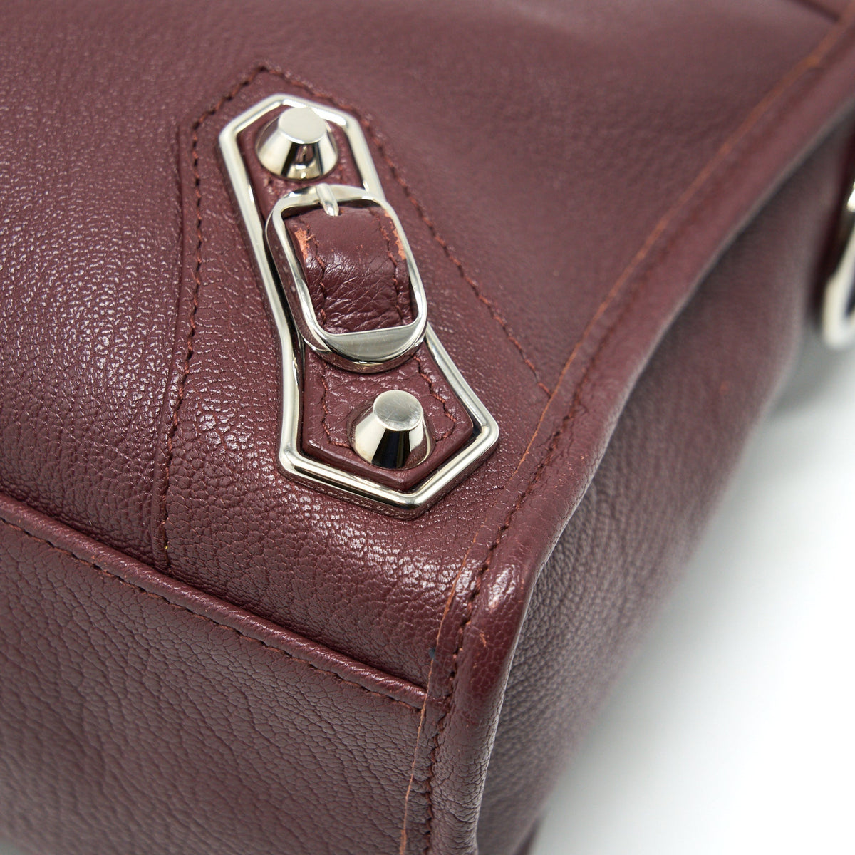 Balenciaga Small City Edge Burgundy SHW | Designer Leather Handbag