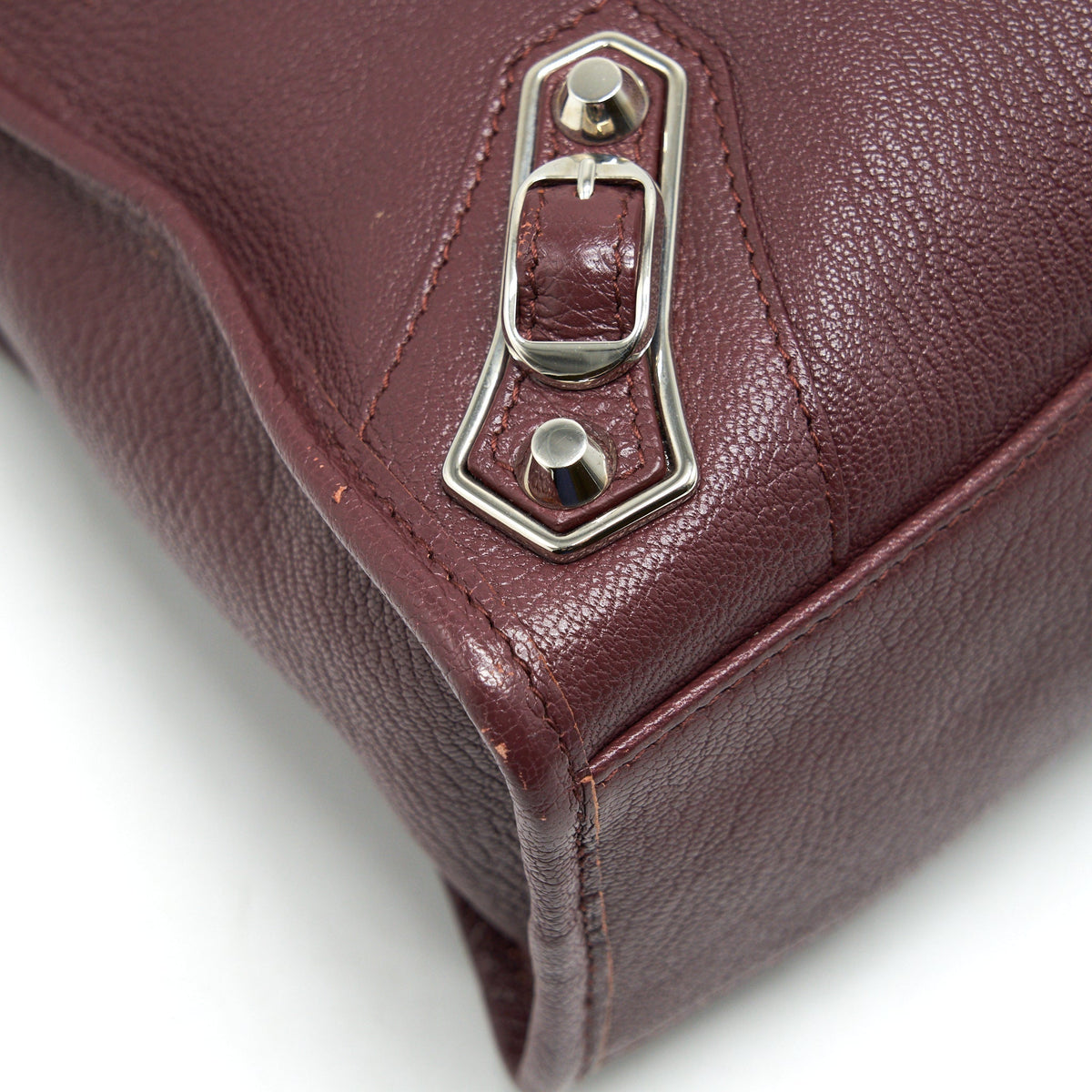 Balenciaga Small City Edge Burgundy SHW | Designer Leather Handbag