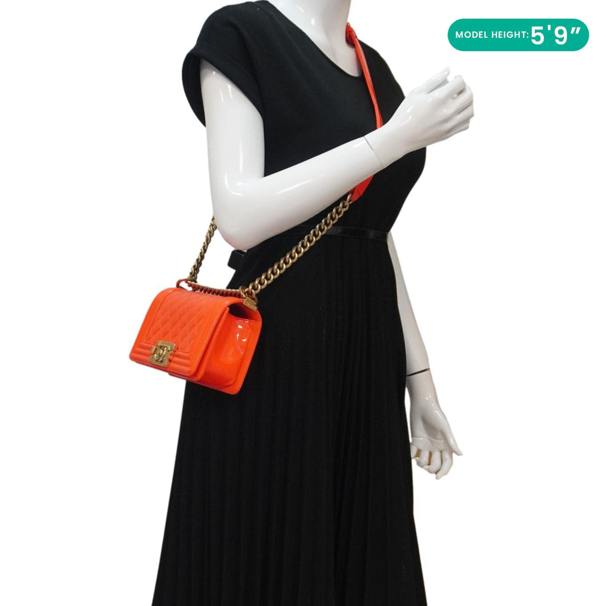 Chanel Bags Chanel Boy Flap Small Quilted Patent Leather Shoulder Bag Orange Premium Designer Shoulder Bag