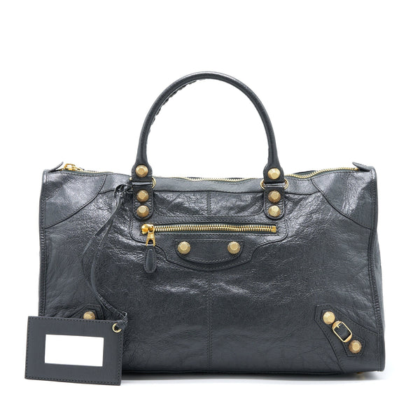 Balenciaga Giant 12 Work City Bag Lambskin Gris Fossile GHW — Designer Leather Handbag