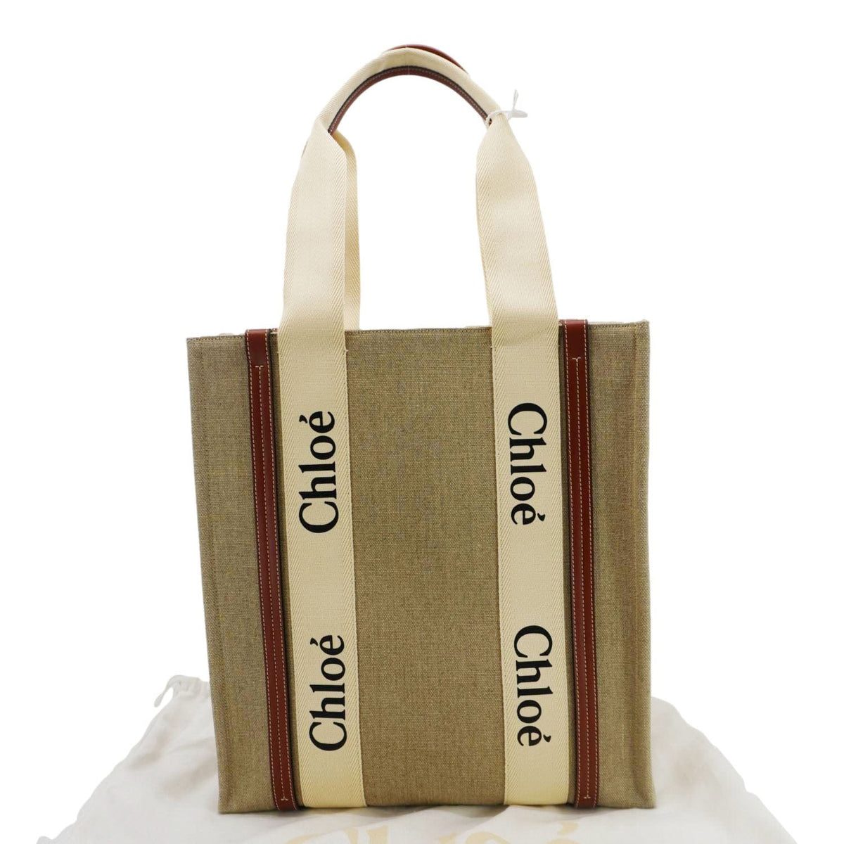 Chloe authentic luxury tote bag Beige canvas craftsmanship
