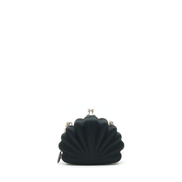 Balenciaga Satin Beads Shell Clutch black SHW | Designer Clutch Bag