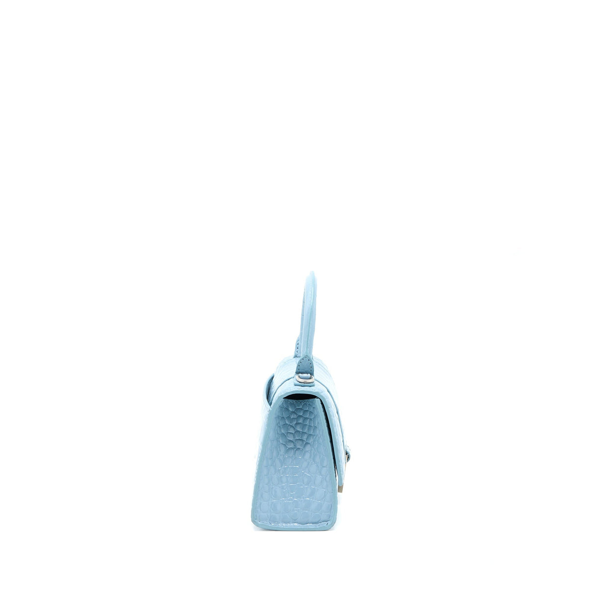 Balenciaga Hourglass XS Cro-Embossed Calfskin Light Blue SHW | Designer Top Handle Bag