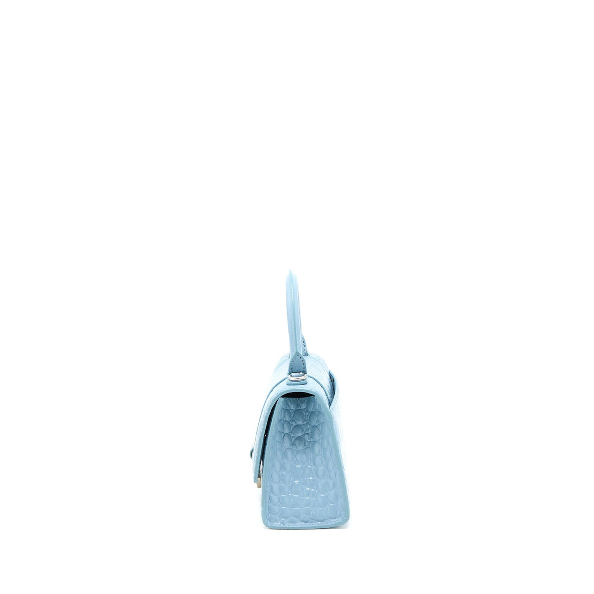 Balenciaga Hourglass XS Cro-Embossed Calfskin Light Blue SHW | Designer Top Handle Bag