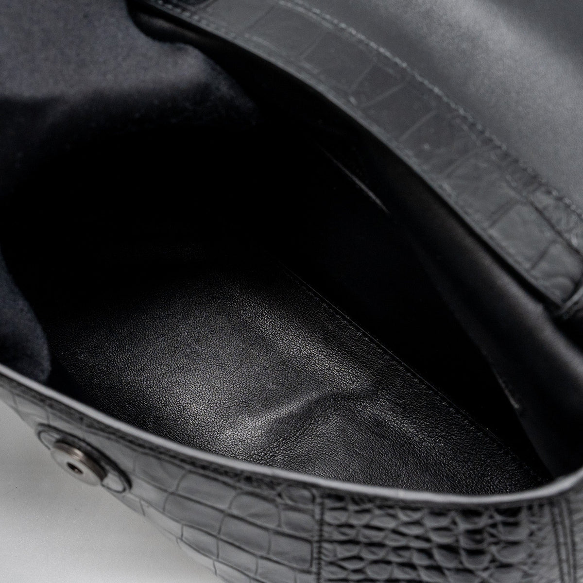Balenciaga Downtown Small Shoudler Bag Crocodile Embossed Black with Black Hardware | Designer Shoulder Bag