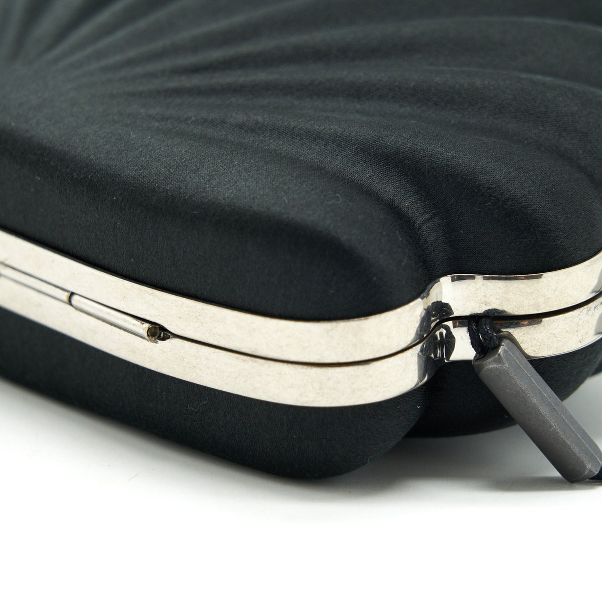 Balenciaga Satin Beads Shell Clutch black SHW | Designer Clutch Bag
