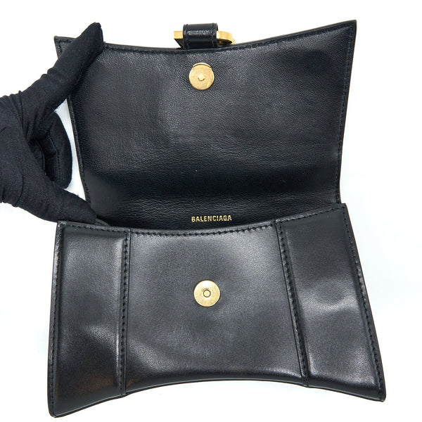 Balenciaga Hourglass XS Calfskin Black GHW | Designer Top Handle Bag