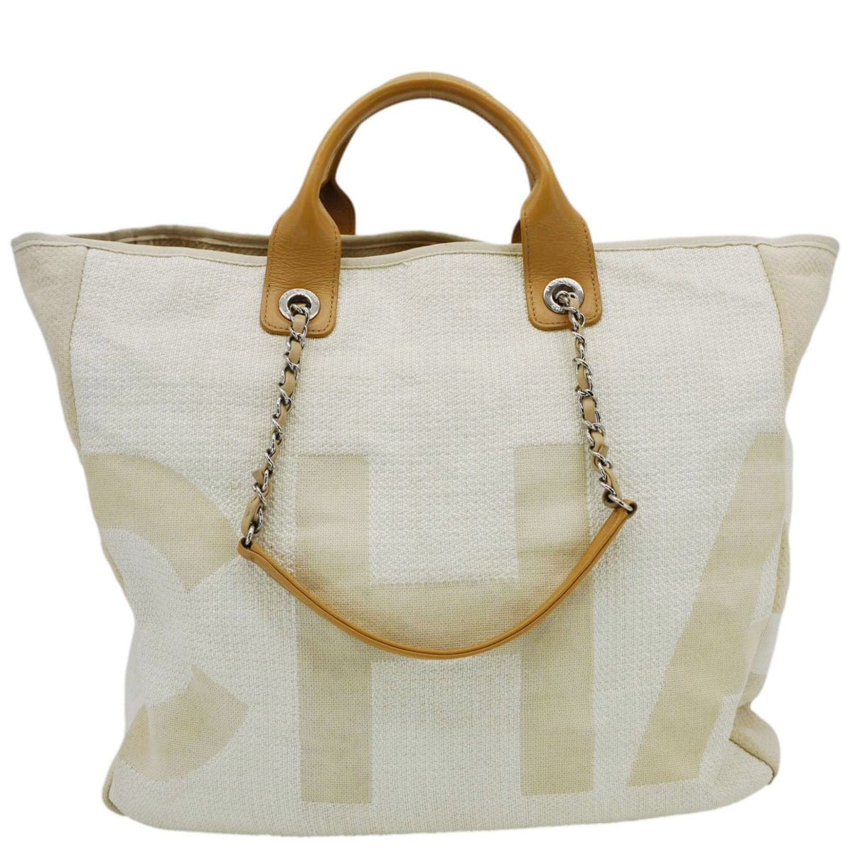 Chanel Bags Chanel Deauville Large Logo printed Canvas Tote Bag Cream Premium Designer Shoulder Bag