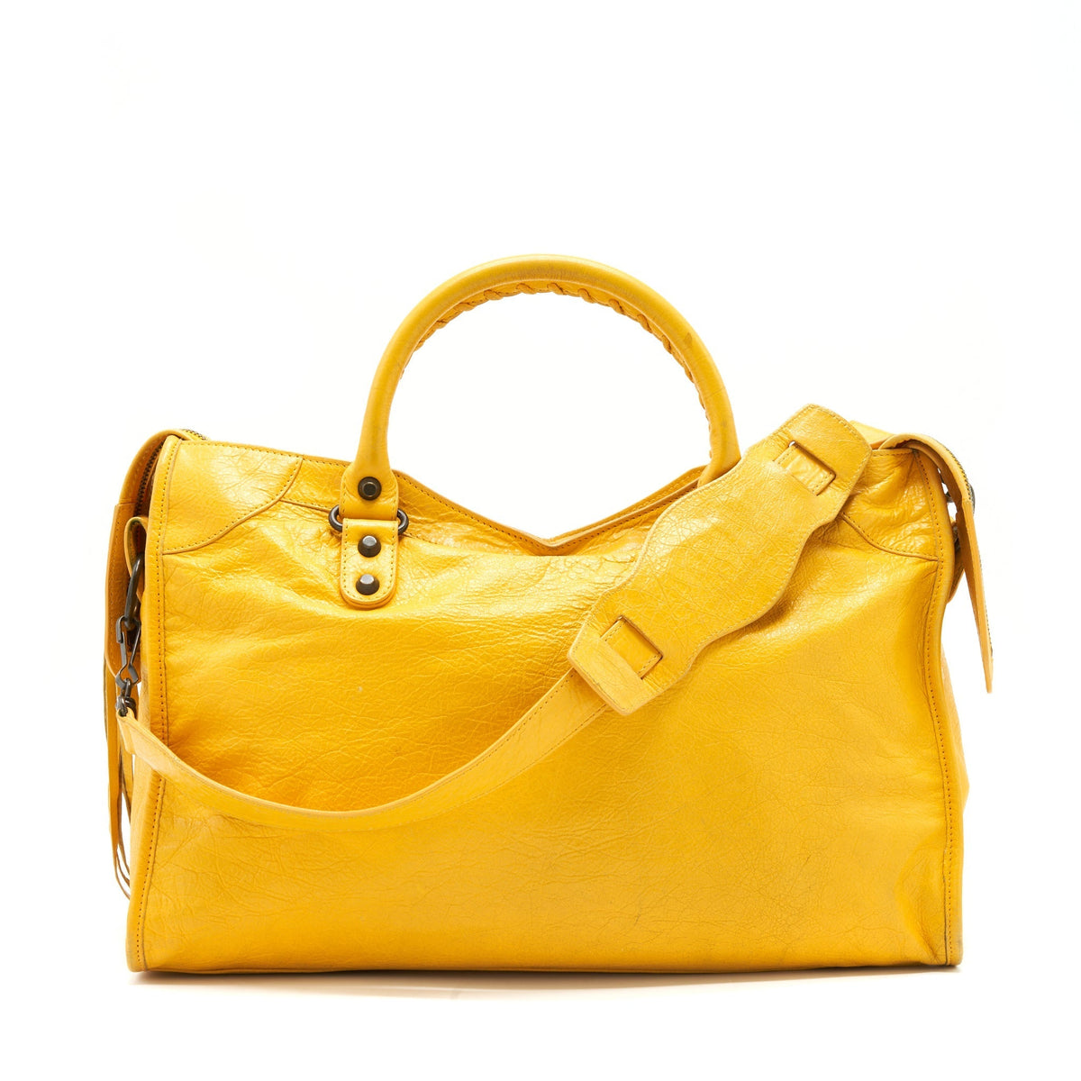 Balenciaga classic city bag yellow ruthenium hardware — Designer Leather Handbag