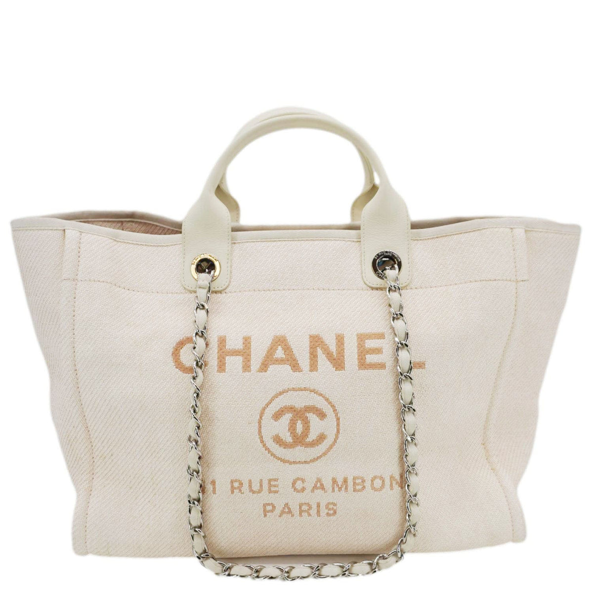 Chanel Bags Chanel Deauville Large Raffia Mixed Fibers Tote Bag Cream Premium Designer Shoulder Bag