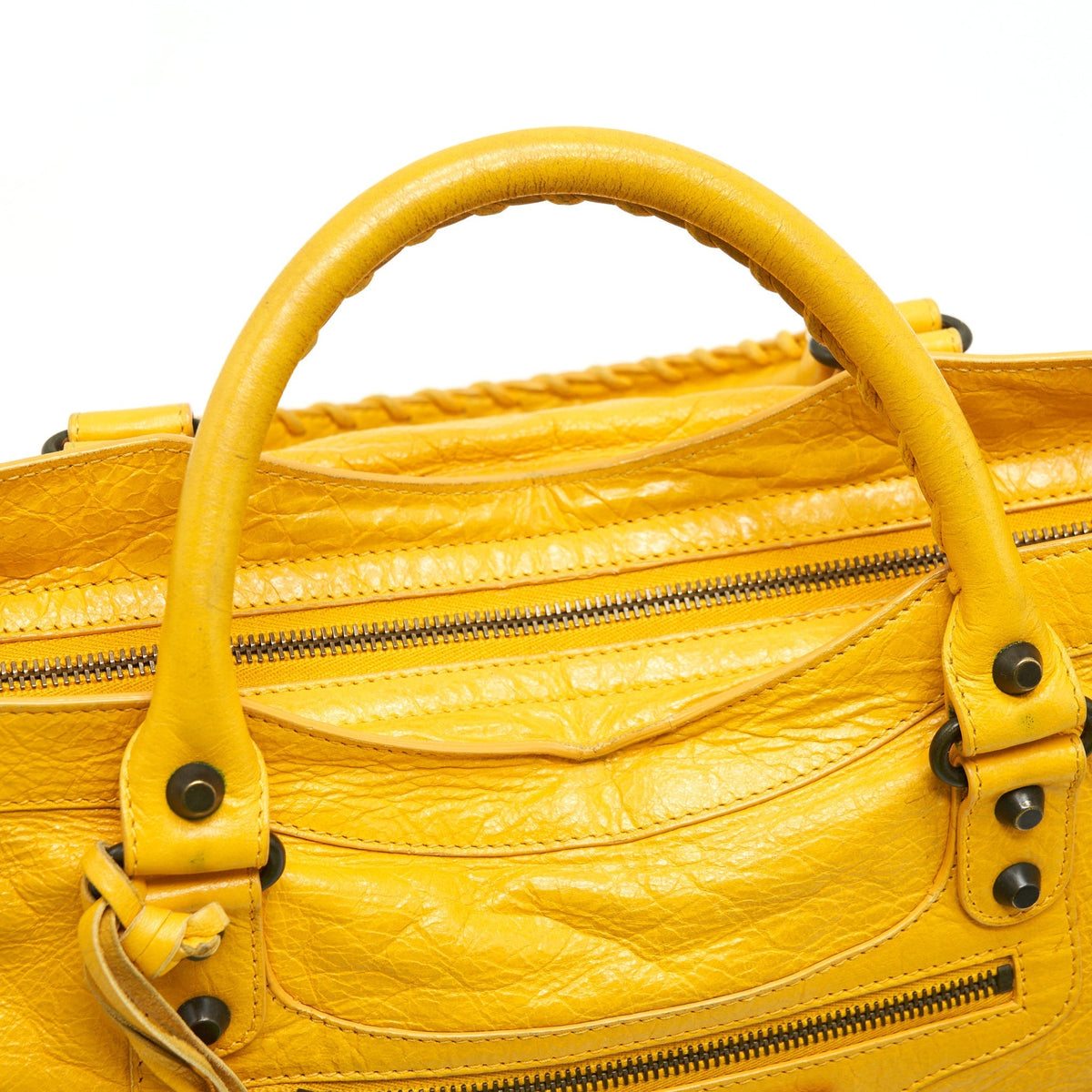 Balenciaga classic city bag yellow ruthenium hardware — Designer Leather Handbag