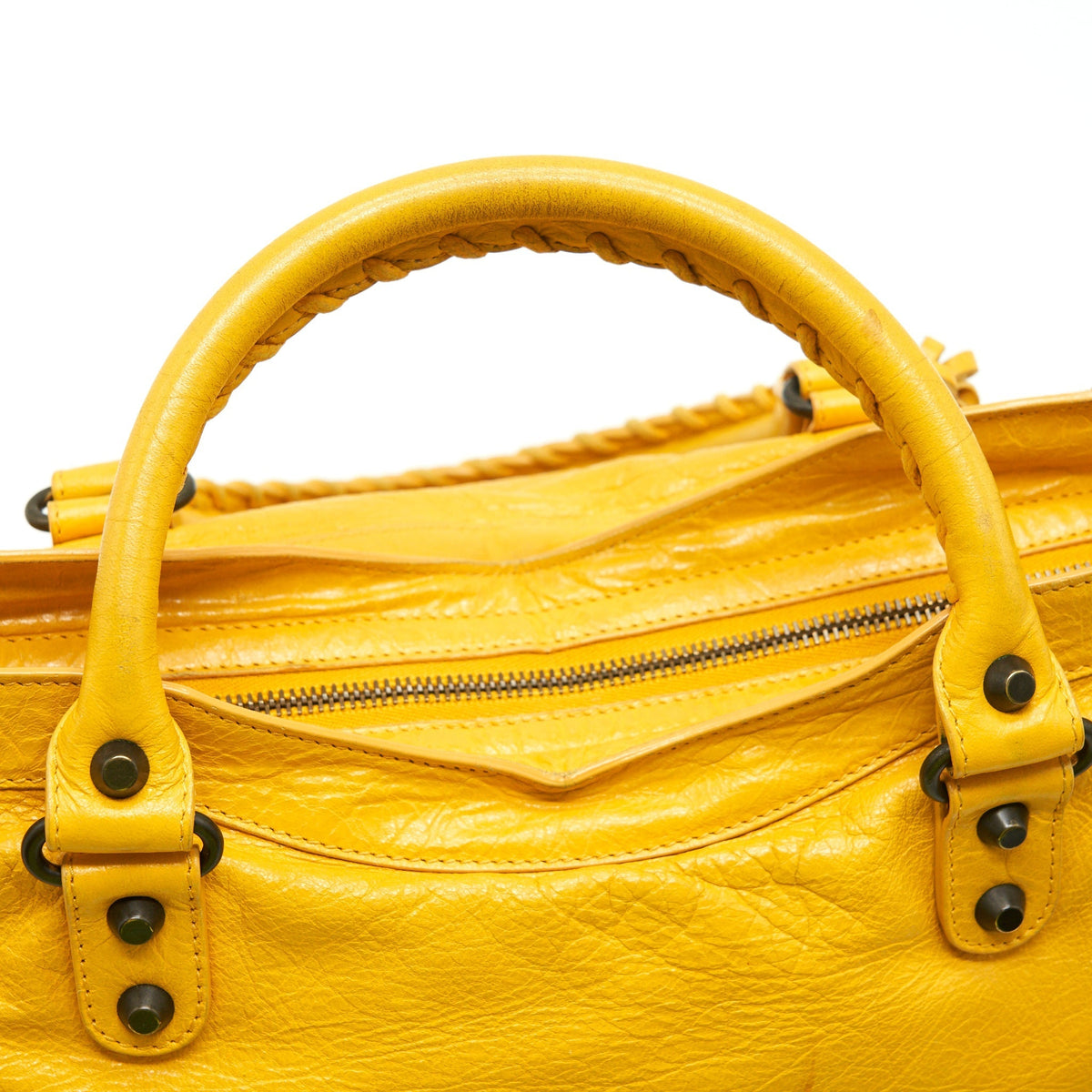 Balenciaga classic city bag yellow ruthenium hardware — Designer Leather Handbag