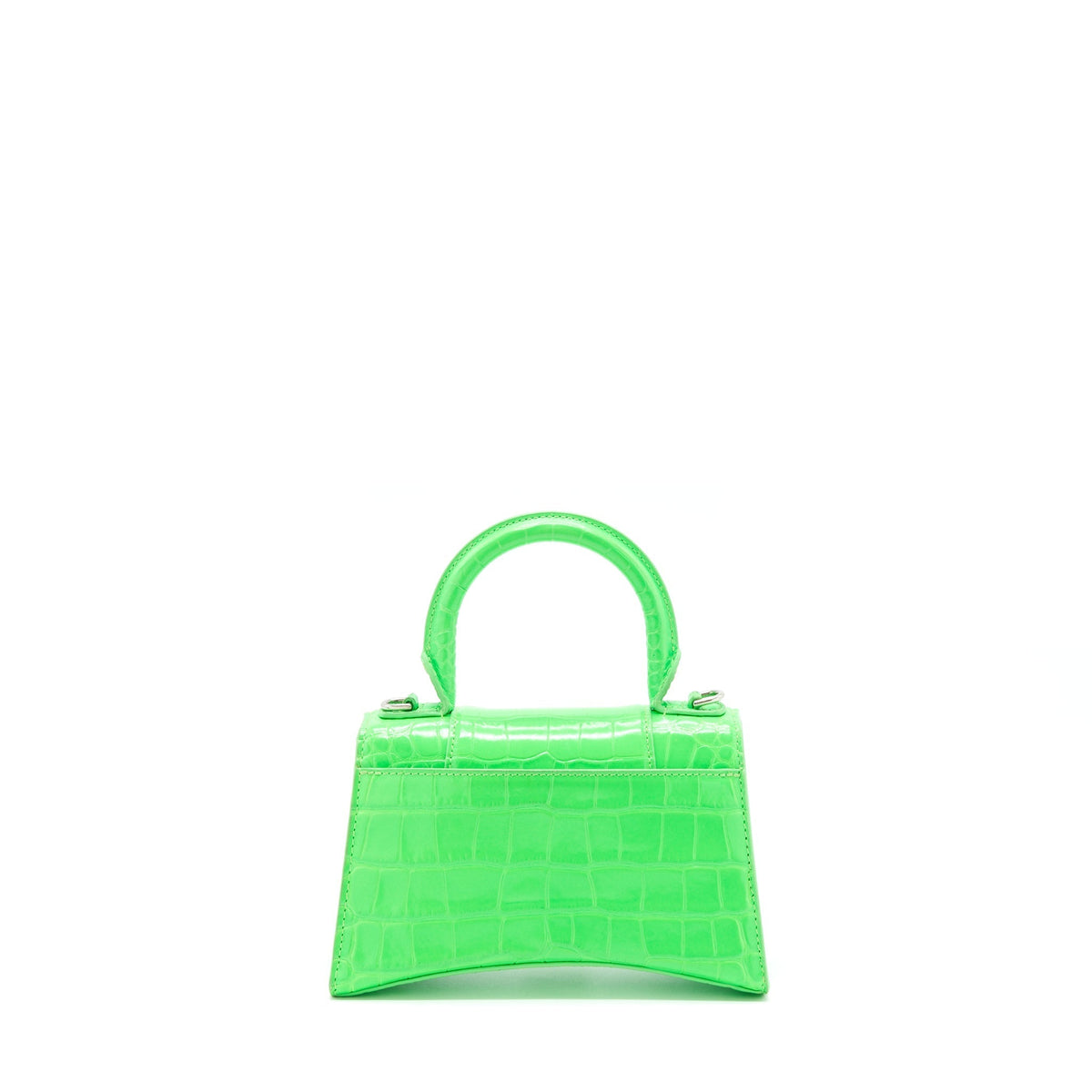 Balenciaga Hourglass XS Croc Embossed Calfskin Green SHW | Designer Top Handle Bag