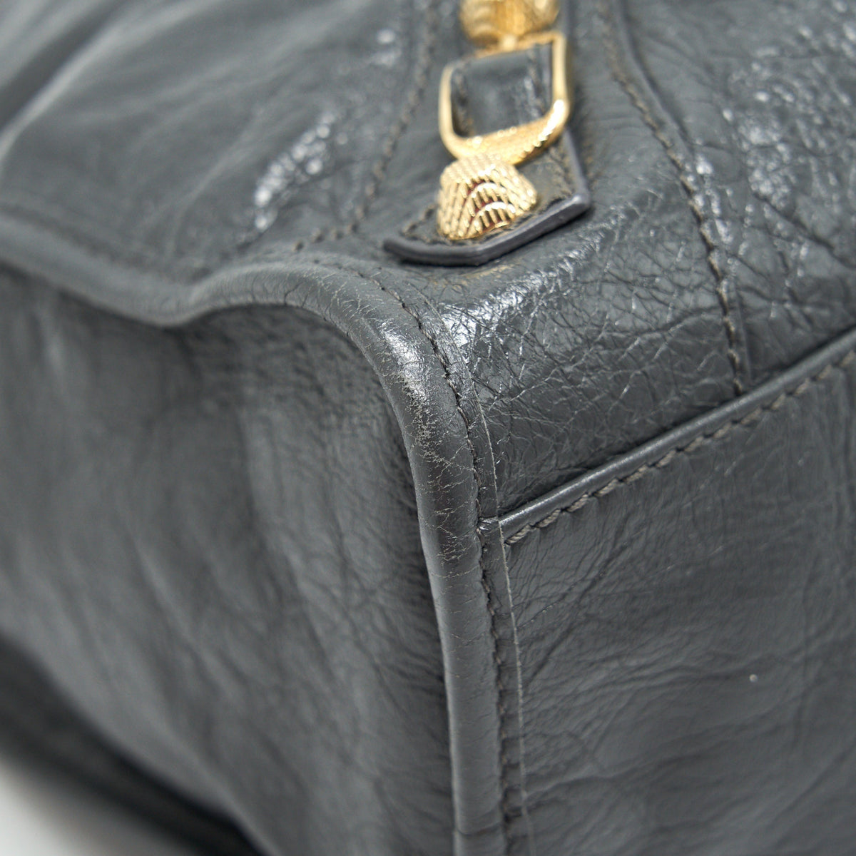 Balenciaga authentic luxury handbag Grey leather craftsmanship