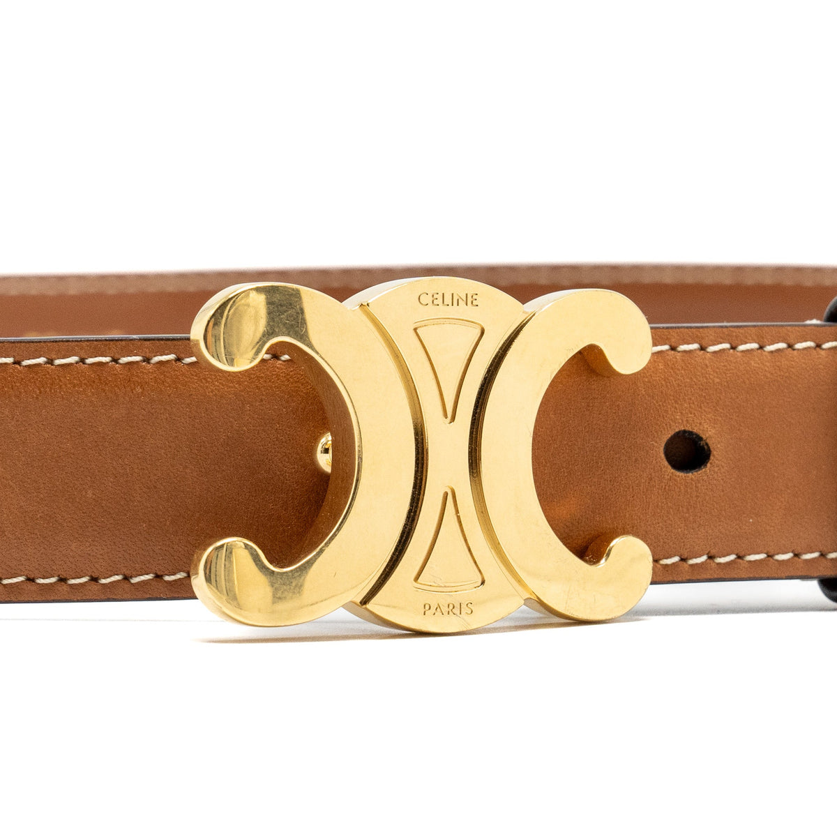 Celine Belts? Celine size 80 Small Triomphe Belt In Natural Calfskin Tan GHW Classic Everyday Designer Belt