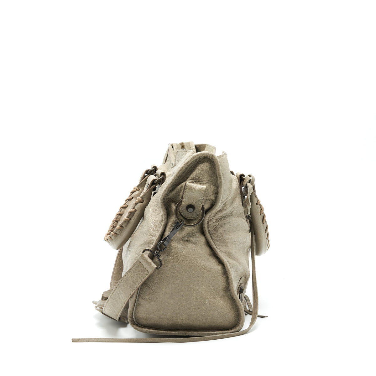 Side view of Balenciaga handbag Grey premium designer bag