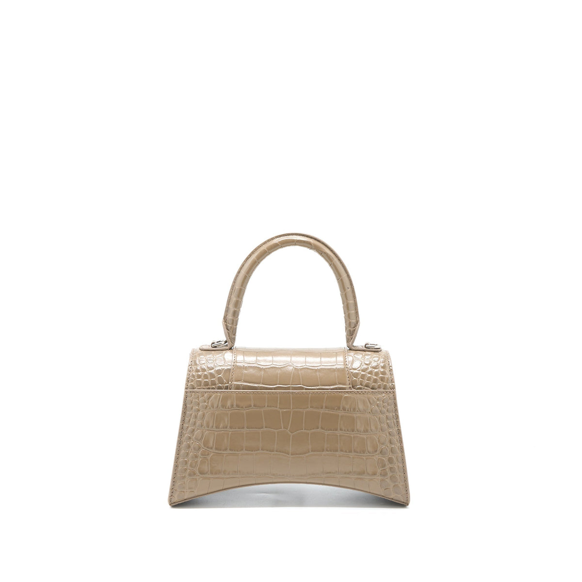 Balenciaga Small Hourglass Bag Cro Embossed Calfskin Dark Beige SHW — Designer Top Handle Bag
