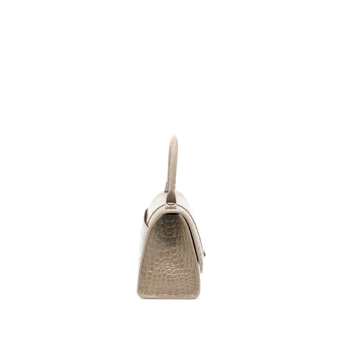 Balenciaga Small Hourglass Bag Cro Embossed Calfskin Dark Beige SHW — Designer Top Handle Bag