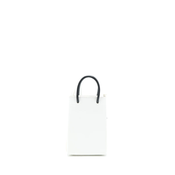 Balenciaga Mini Shopping Phone Pouch Calfskin White/Multicolour SHW — Designer Phone Pouch