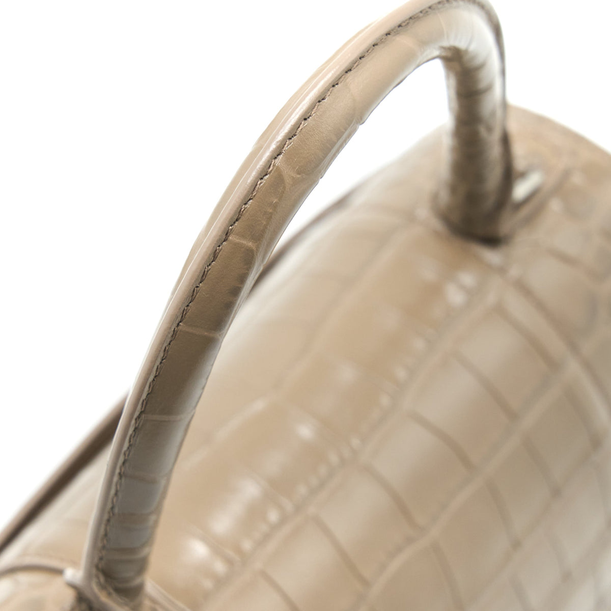 Balenciaga Small Hourglass Bag Cro Embossed Calfskin Dark Beige SHW — Designer Top Handle Bag