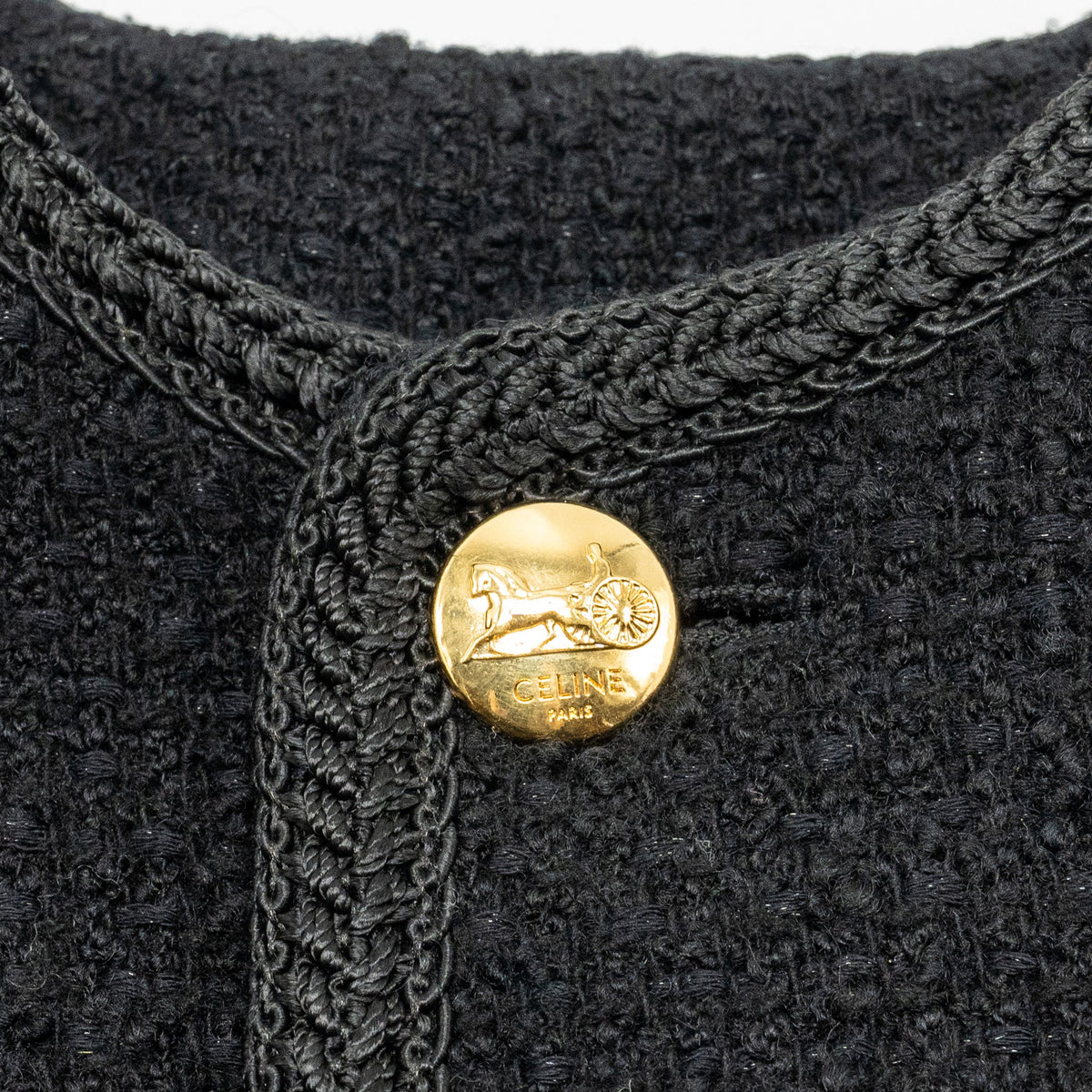 Celine Jackets? Celine Size 34 Chasseur Jacket Tweed Black Premium Casual Designer Jacket