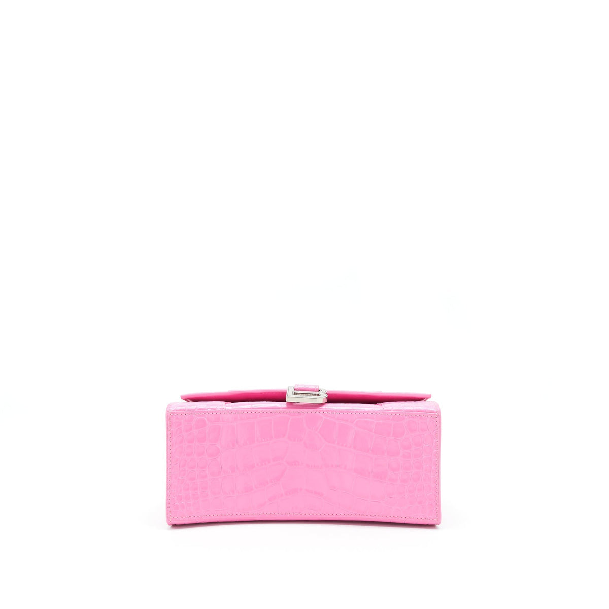 Balenciaga Hourglass Croc Embossed Pink SHW | Designer Top Handle Bag