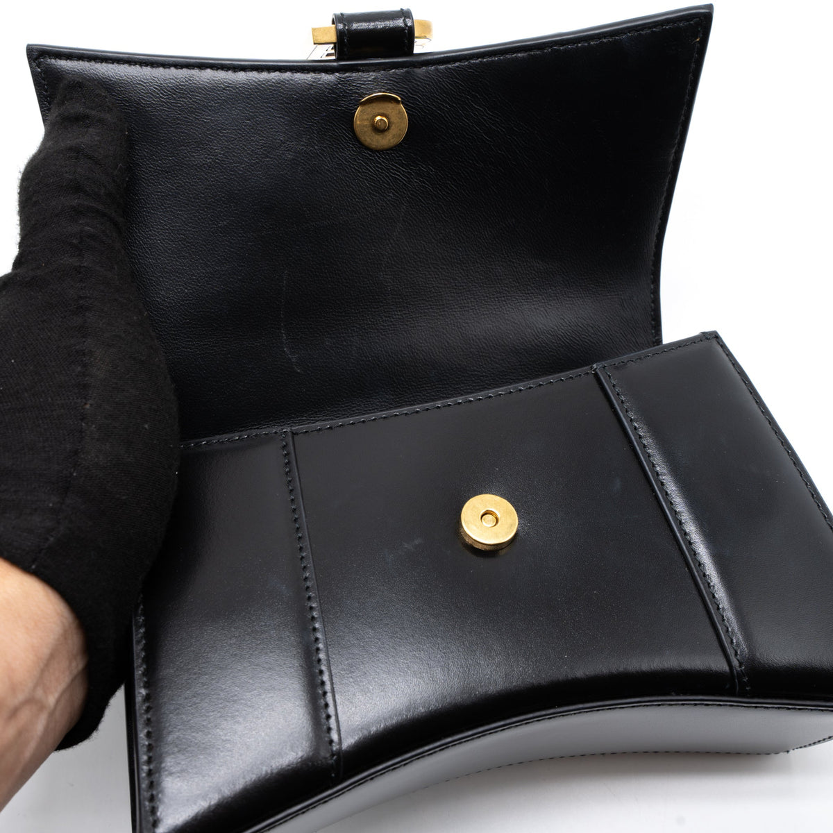 Balenciaga Hourglass XS Calfskin Black GHW | Designer Top Handle Bag