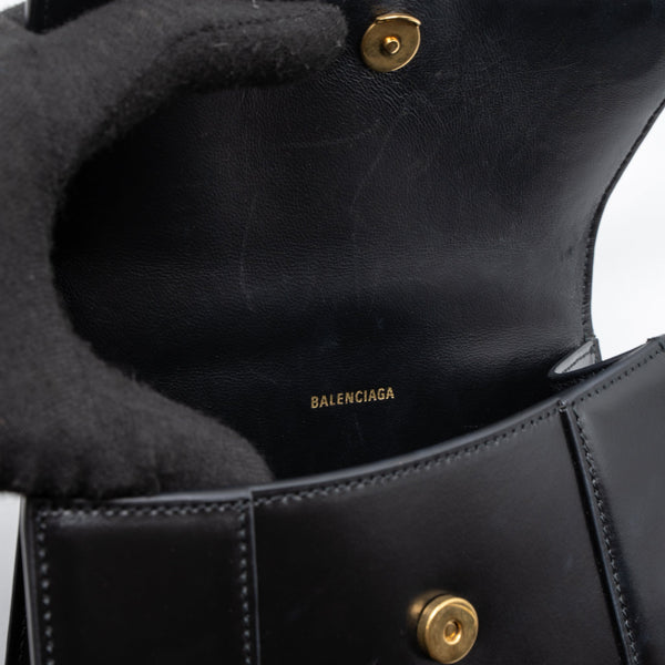 Balenciaga Hourglass XS Calfskin Black GHW | Designer Top Handle Bag