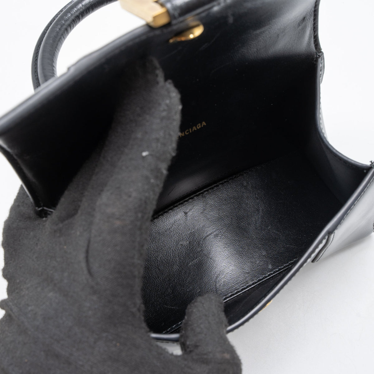 Balenciaga Hourglass XS Calfskin Black GHW | Designer Top Handle Bag