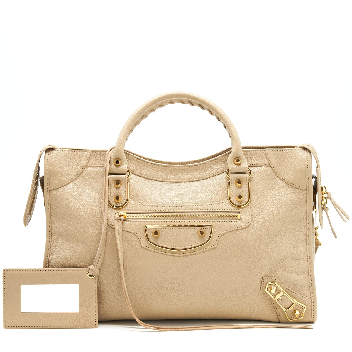 Balenciaga Medium Metallic edge City Bag beige LGHW — Designer Leather Handbag