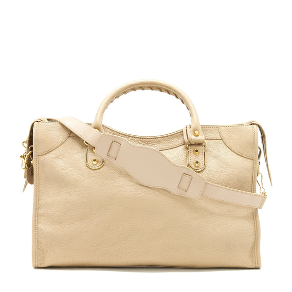 Balenciaga Medium Metallic edge City Bag beige LGHW — Designer Leather Handbag