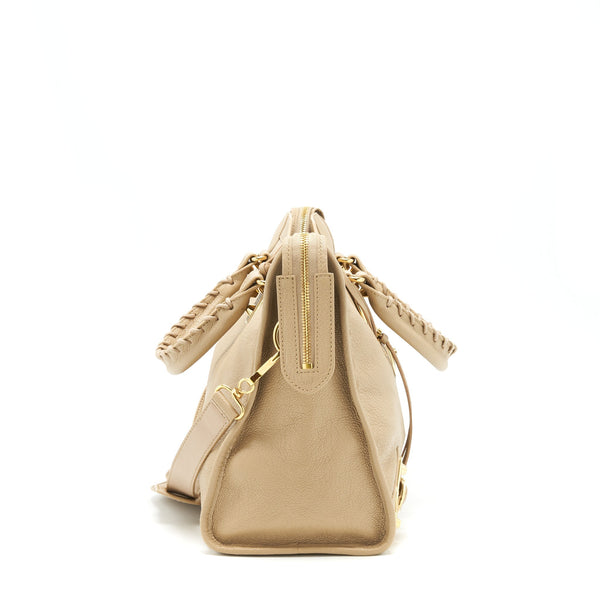 Balenciaga Medium Metallic edge City Bag beige LGHW — Designer Leather Handbag