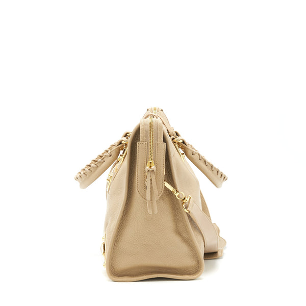 Balenciaga Medium Metallic edge City Bag beige LGHW — Designer Leather Handbag