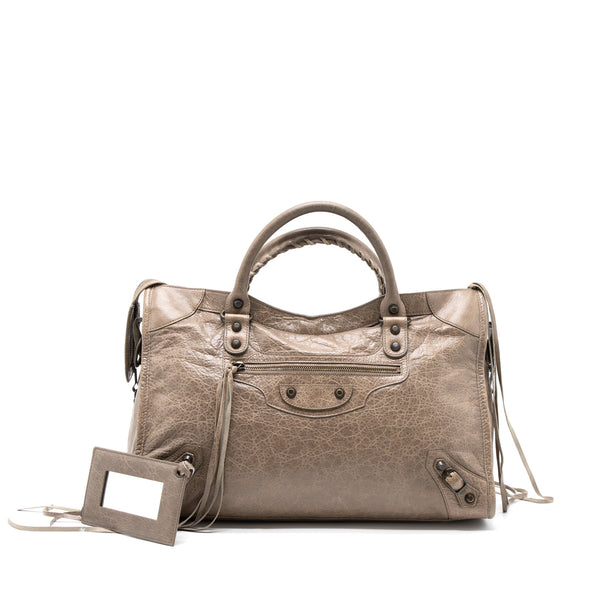 Balenciaga Classic City Bag Light Brown Ruthenium Hardware — Designer Leather Handbag