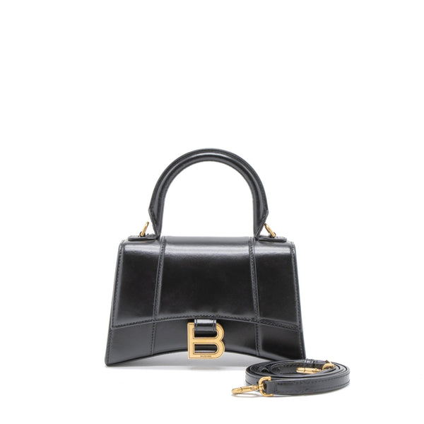 Balenciaga Hourglass XS Calfskin Black GHW | Designer Top Handle Bag