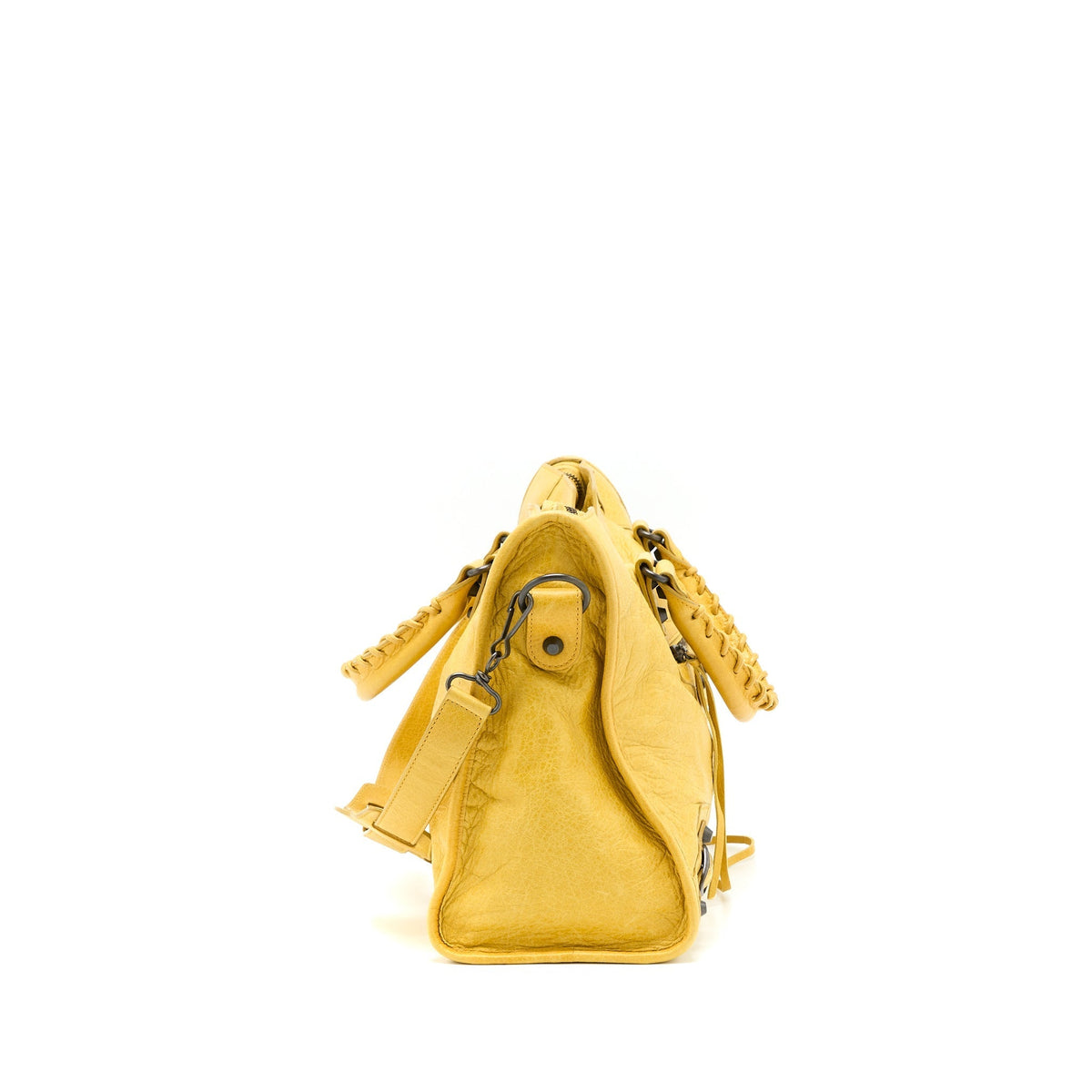 Balenciaga Classic City Bag Lambskin Yellow with Black Hardware — Designer Leather Handbag