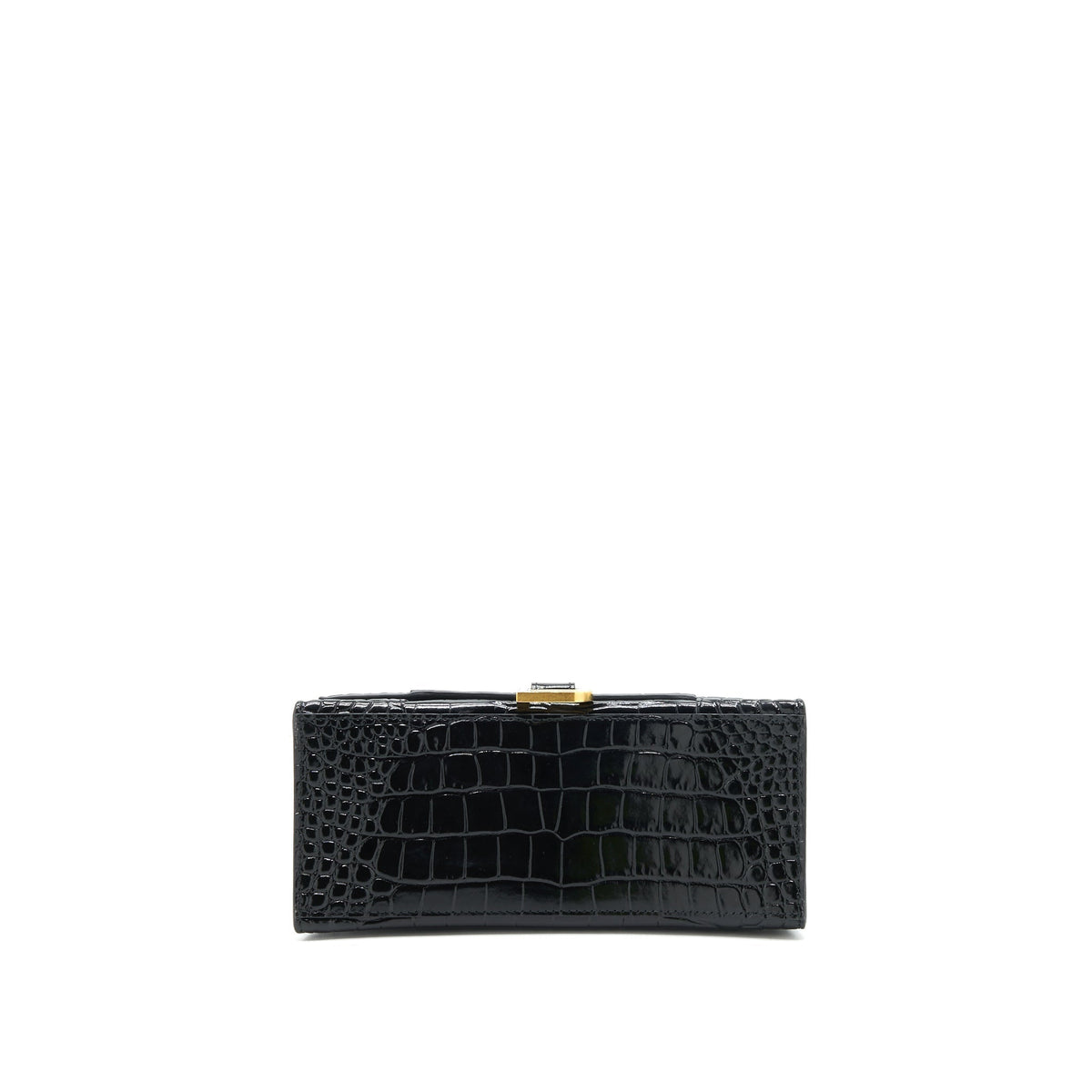 Balenciaga Hourglass S Croc Embossed leather handbag Black GHW | Designer Top Handle Bag