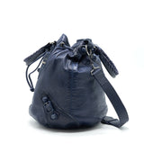 Balenciaga authentic luxury handbag Navy leather craftsmanship
