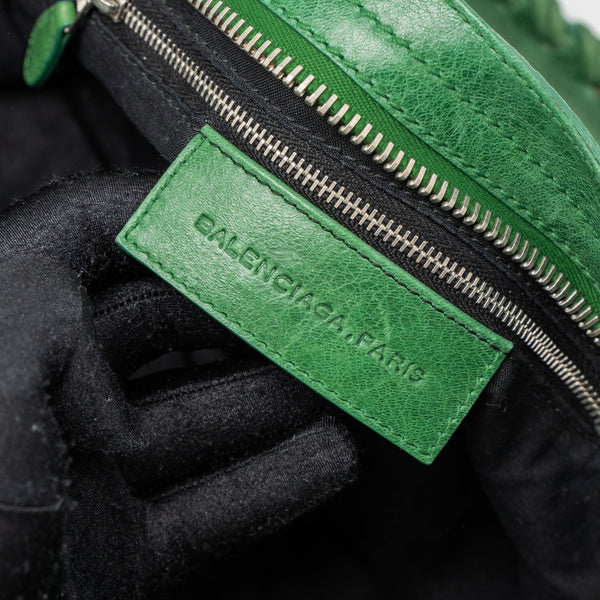 Balenciaga Lace City Bag Leather Green SHW — Designer Leather Handbag