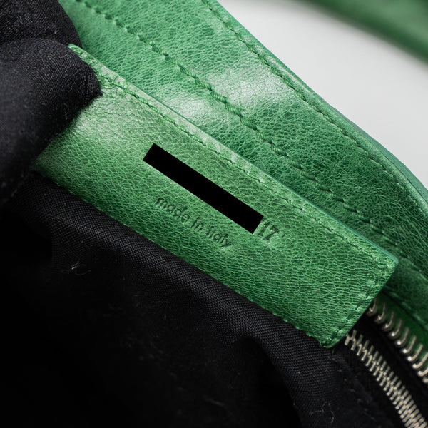 Balenciaga Lace City Bag Leather Green SHW — Designer Leather Handbag