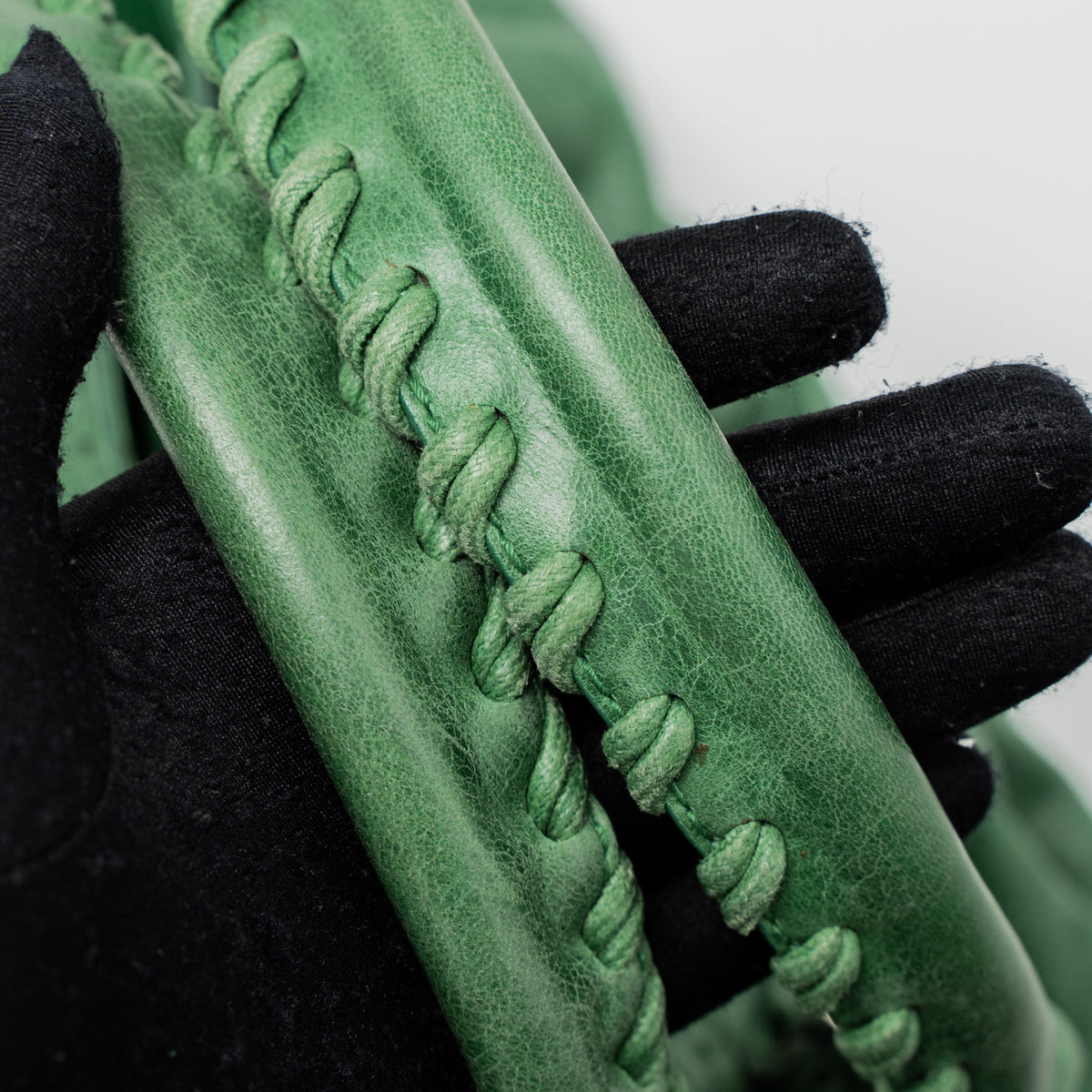 Balenciaga Lace City Bag Leather Green SHW — Designer Leather Handbag