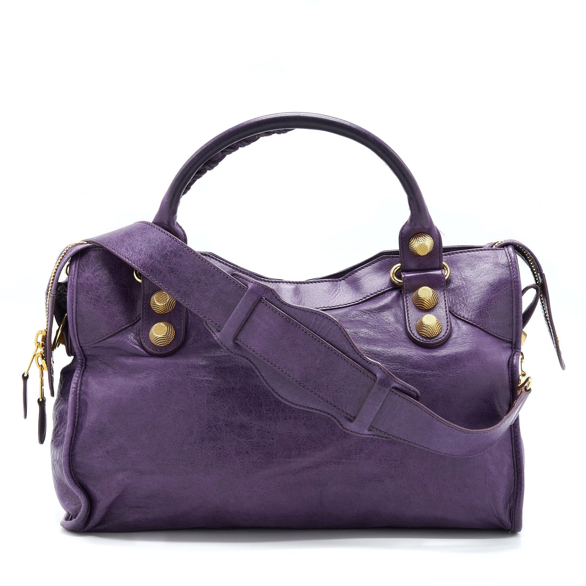 Balenciaga Giant City Bag Purple GHW — Designer Leather Handbag